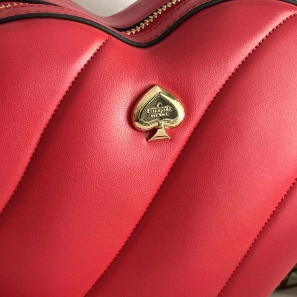Kate Spade Red Love Shack Quilted 3D Heart Crossbody Bag Leather Purse $399 NWT